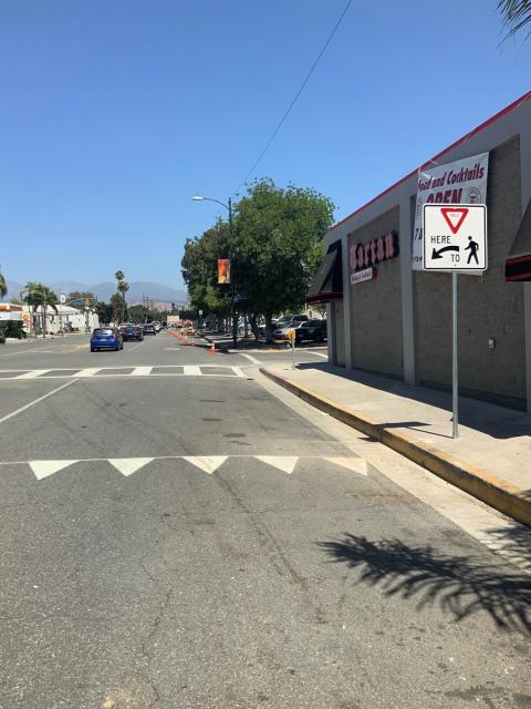 New crosswalk improvements at Redlands Boulevard and Fifth Street