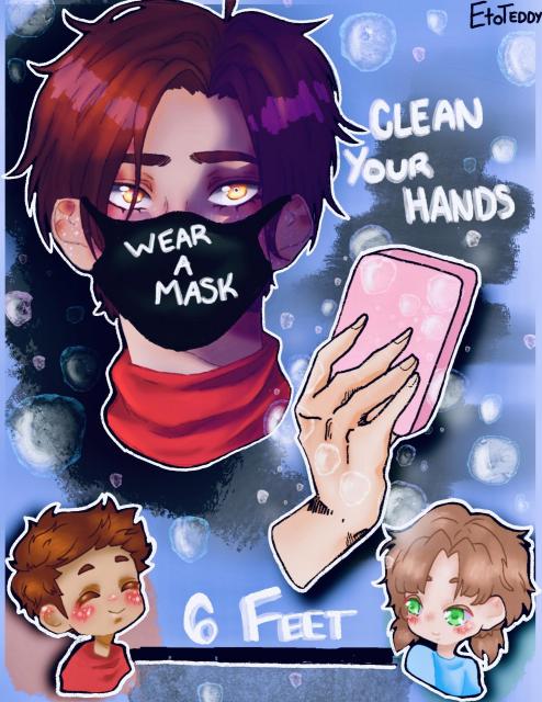 Clean your hands wear a mask 6 feet