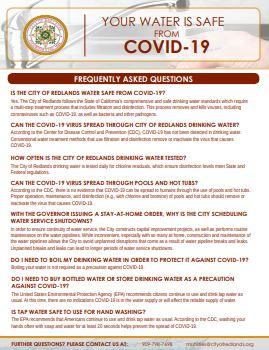 Redlands Water and COVID-19 Flyer. Click on the image to open.